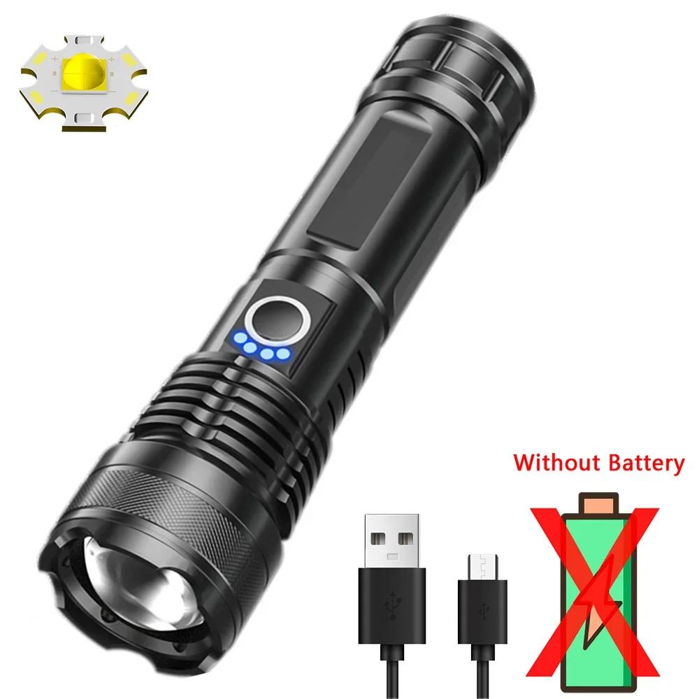 XHP70 LED Flashlight Aluminum Alloy XHP50 Tactical Hunting Torch Usb Rechargeable Zoomable Lantern Use 18650 or AAA Battery