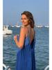 European Seaside Holiday Backless Spaghetti Strap Women's Summer V-Neck Maxi Dress
