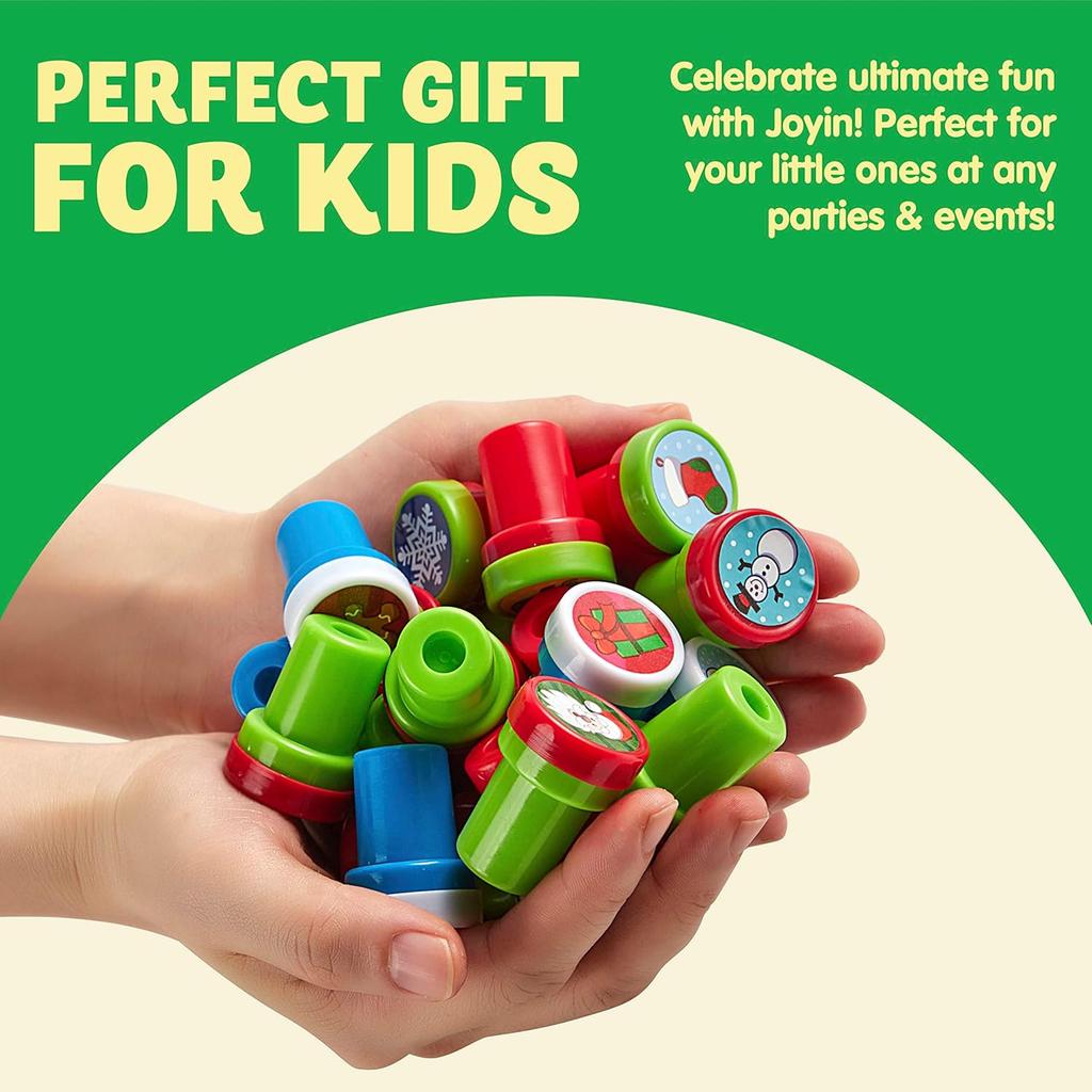 JOYFY 48 Stück Weihnachten Sortierte Stempel Kinder Selbstfärbender Stempel für Weihnachtsfeier Gastgeschenke Strumpffüller Basteln Schulpreise