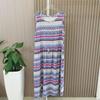Summer Sleeveless Dress Cotton Silk Dress Drawstring Print Bohemia Beach Dress Home Wear Nightdress with Pockets