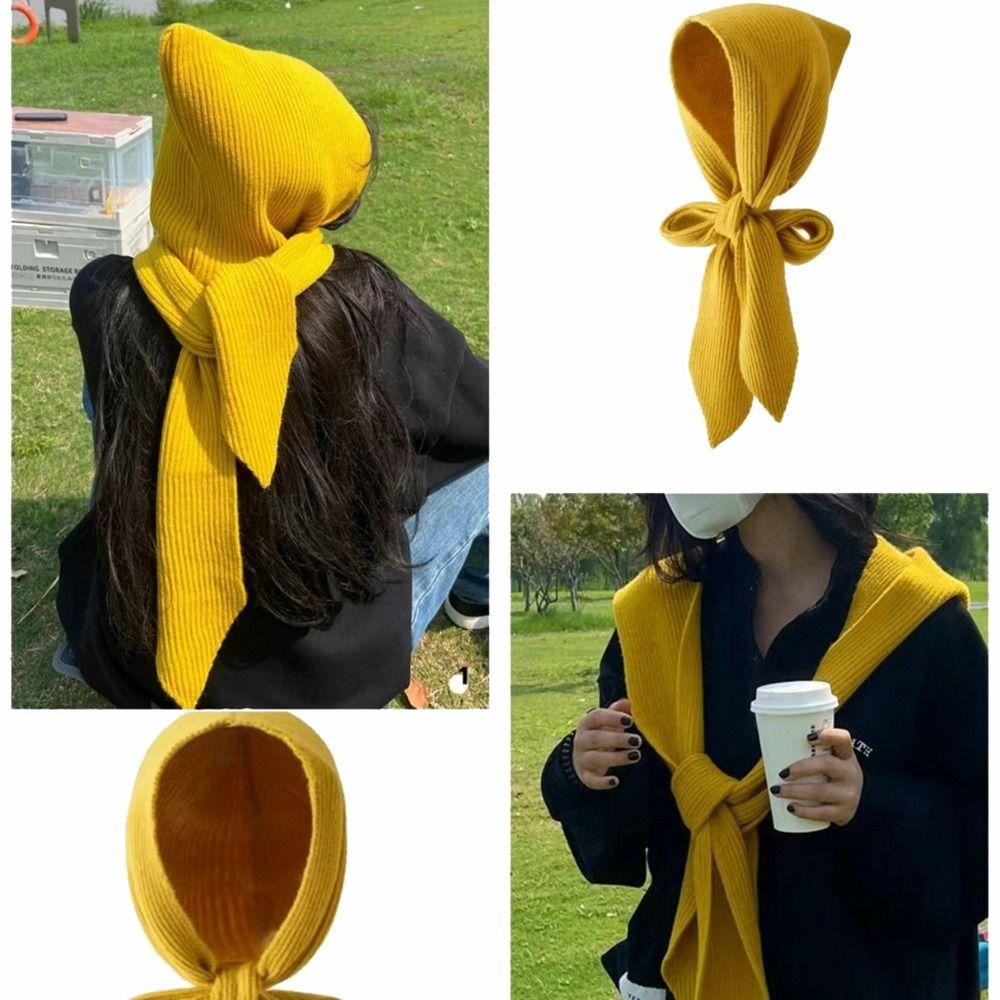 Hooded Hat Scarf Set Warmer Knitted Beanie Fashion Beanies Caps Women Girl