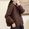 Casual Cotton Clothing Women's Winter Retro Plaid Hooded Fashion Loose Warm Comfortable Lightweight Cotton Clothing