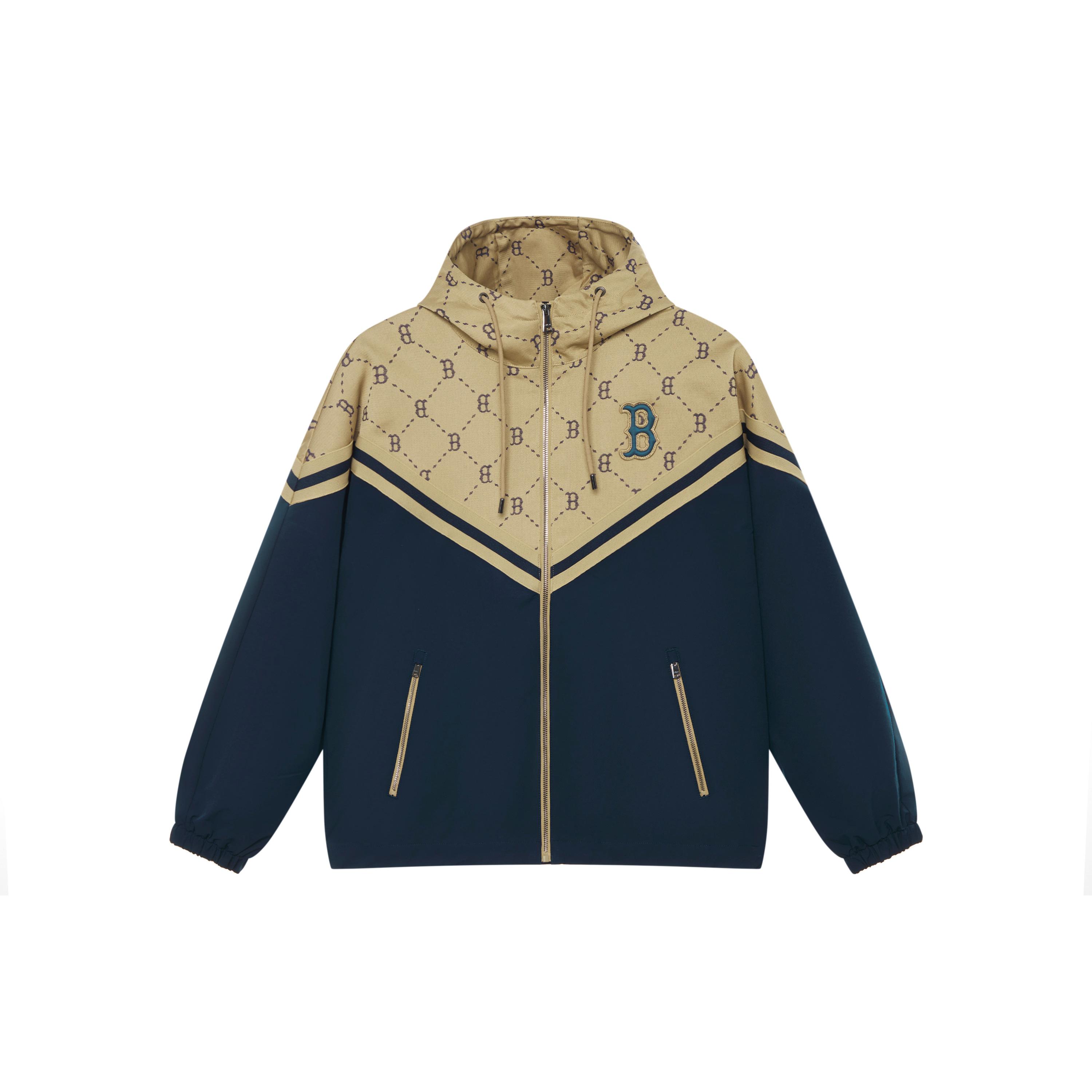 

New MLB MONOGRAM Collection Boston Red Sox FW24 Windproof Jacket Unisex Light Beige 3AWJM0144-43BGL 2XL