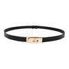 Women's Leather Decorative Buckle Pull-Through Waistband Belt for Skirts and Suits - Punch-Free Design.
