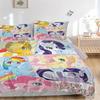 Colorful Ponies Friendship Magic Print 3Pcs Bedding Set,Duvet Cover with 2 Bedro,Pillowcase Home Birthday Gift