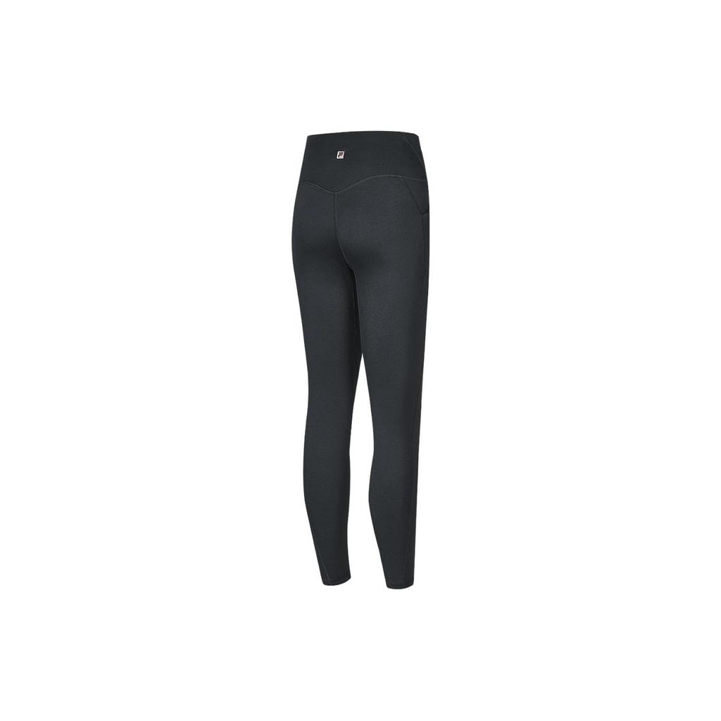 Fila Solid High-Waisted Fitness Knitted Leggings Women Leggings Deep-Black A11W341607F-BK