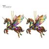 Fade-resistant Horse Pendant 2Pcs 2D Acrylic Animal Charm Christmas Wall Art Accessory Tree Door Window Hanging Ornament Automotive Decoration