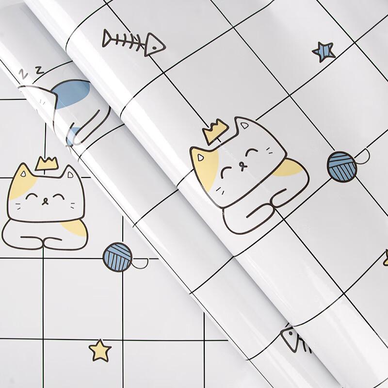 Quatrefoil Kitchen Sticker, Oil-Proof And Waterproof, Self-Adhesive, Stove Cabinet Decal, 60*300cm, Cat Dream Fish Patter