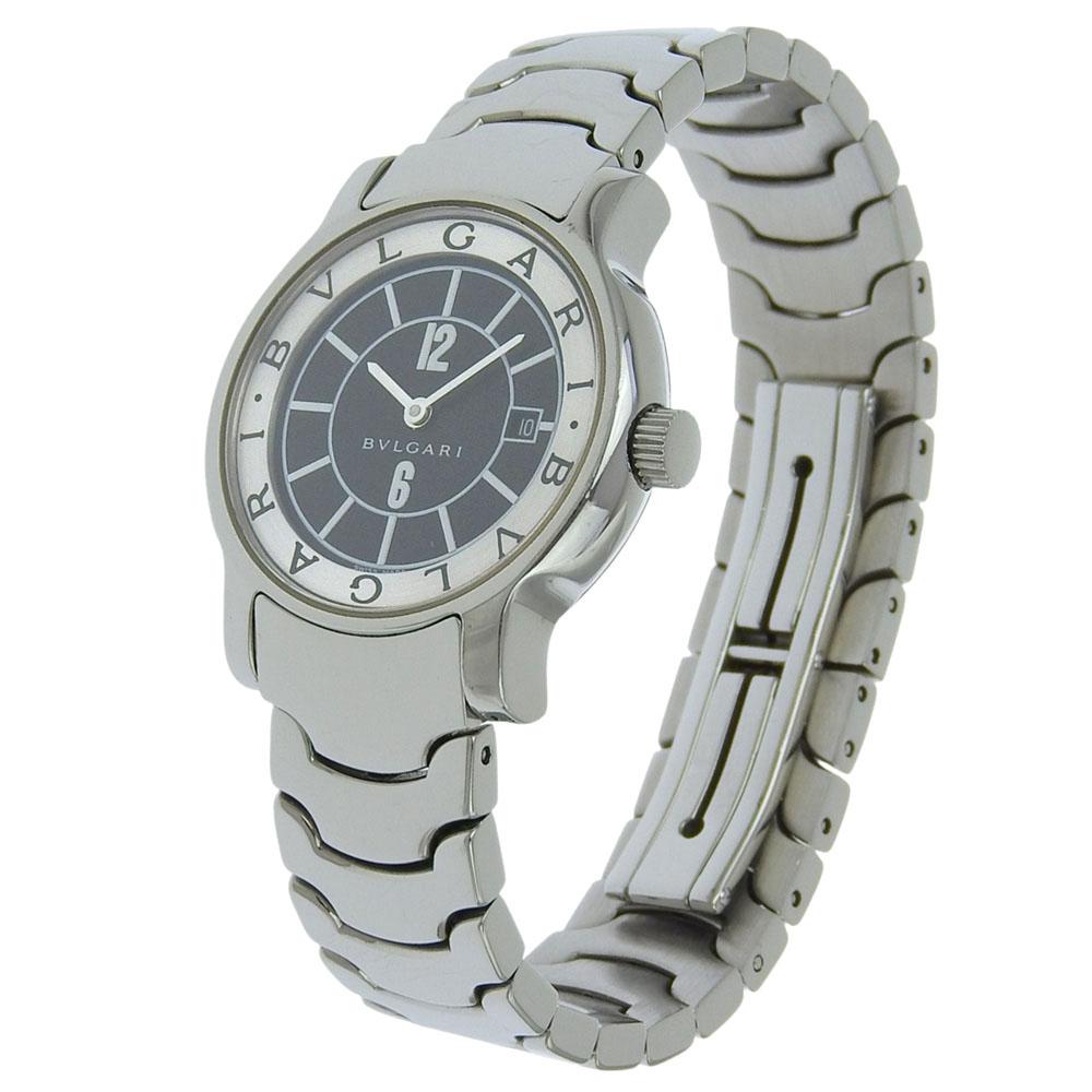 BVLGARI Solo tempo Watches ST29S blackDial Stainless Steel Quartz Analog display Women Used