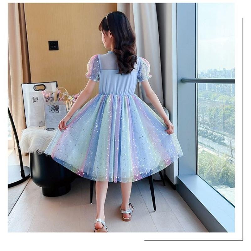 Girls' Fashion Dresses: Summer Lightweight Short-Sleeve Princess Dresses for Kids