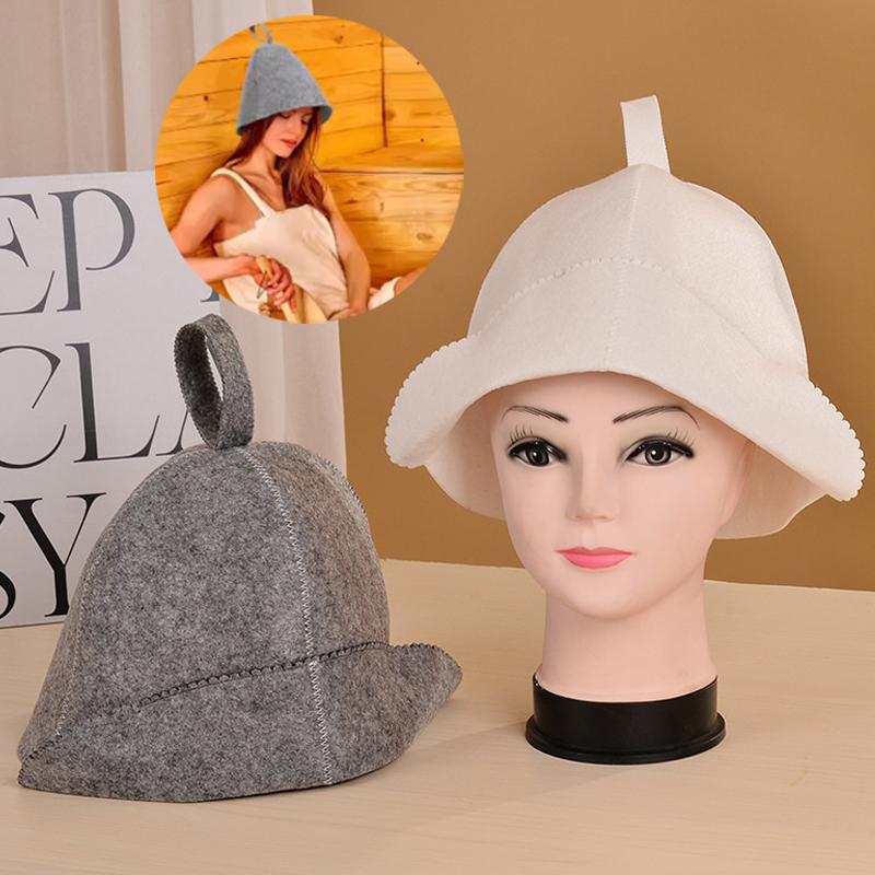 1Pcs Sauna Hat Anti Heat Headgear  Style Wool Felt Shower Cap For Men Women Shower Bathing Accessories