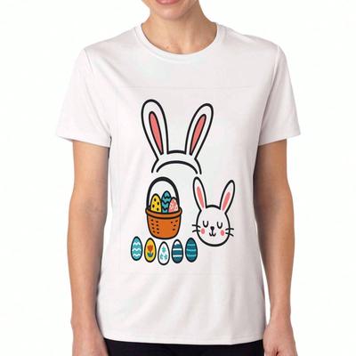 Easter Bunny Chicks Unisex Cotton T Shirt, Premium Cotton Graphic Print, Durable, Casual And Fashionable. Cute Rabbit And Chick Design For Holiday, So