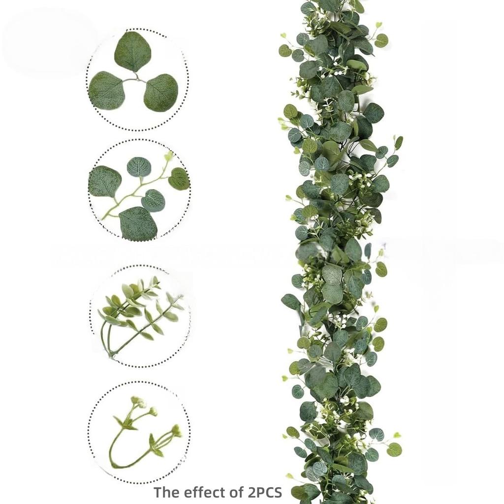 1/2/4pcs, Simulation Vine for Man Gypsophila Eucalyptus Garland, Artificial Green Vine,Suitable for Party, Wedding,Office Decor