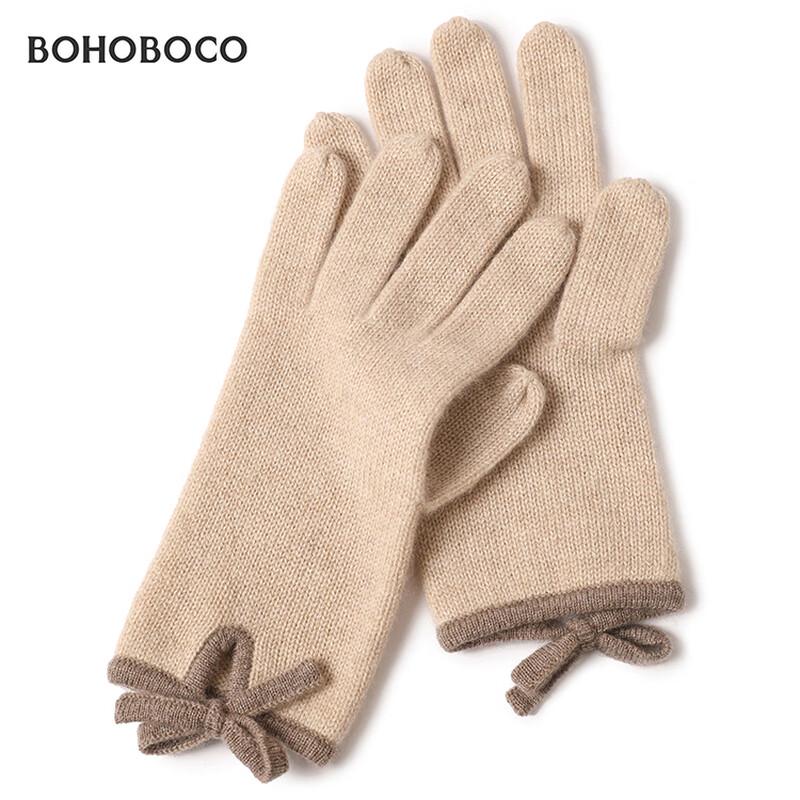 BOHOBOCO Women's 100% Cashmere Bow Gloves