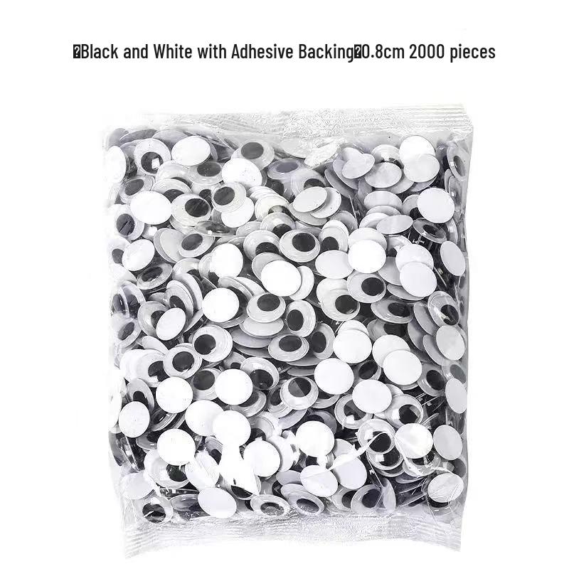 Self-Adhesive Movable Black and White Eyeballs with Eyelashes for Creative DIY Accessories