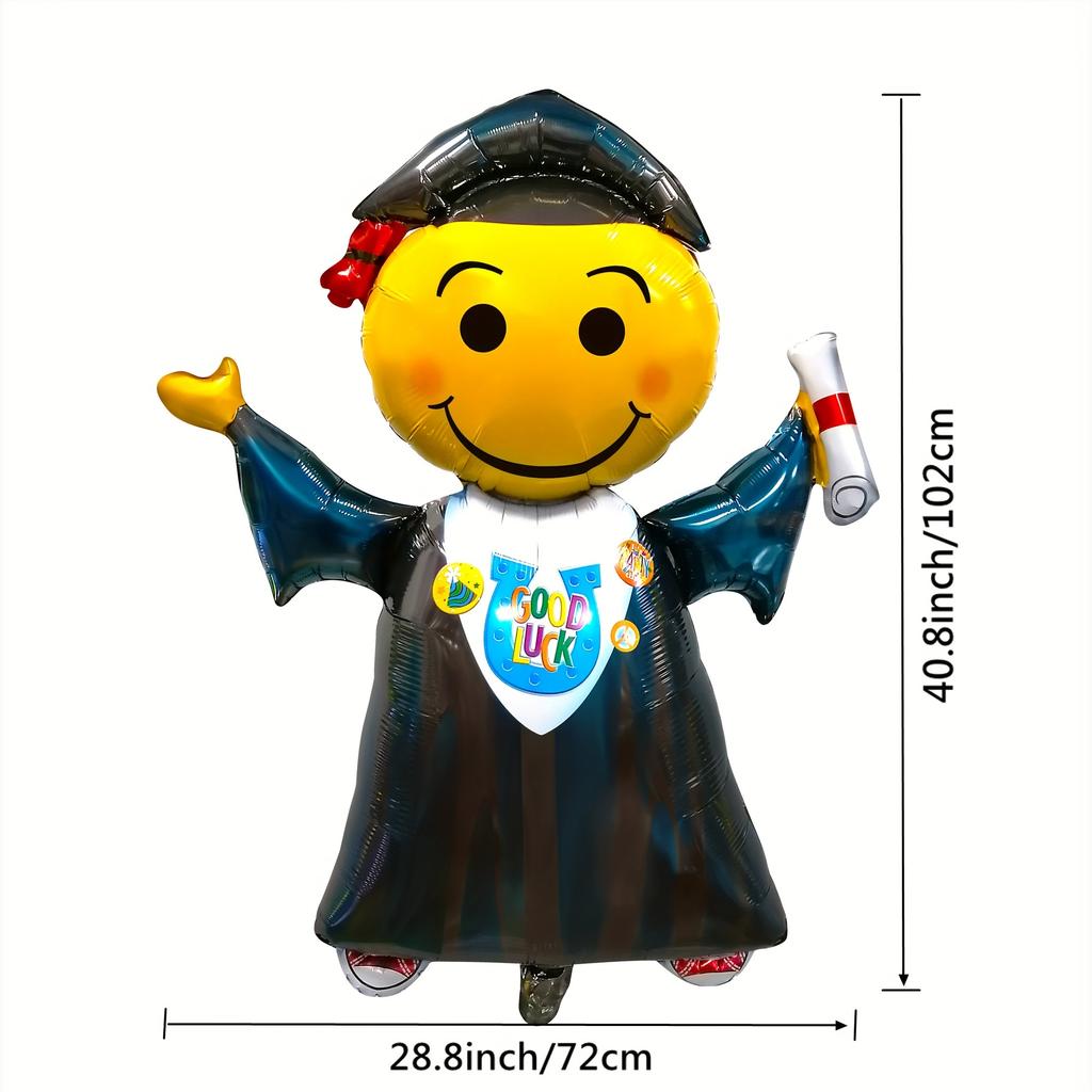 5-Piece Set of Aluminum Foil Balloons for Graduation Season, Including Graduation Doctorate Balloons, Round Balloons, Five-Pointed Stars,