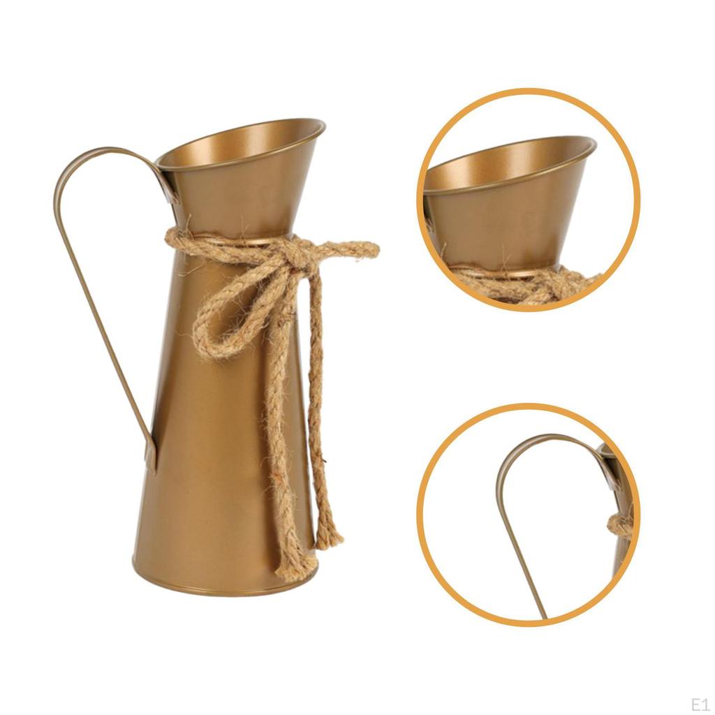 Iron Jug Vase Decorative Flower Retro Photo Prop Rustic Metal Planter Pot for Garden