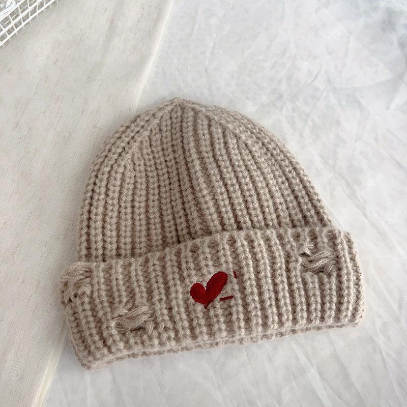 

New Autumn and Winter Thickened Children s Love Hole Knitted Hat for Boys and Girls Baby Warm Ear Protection Hood 48-52cm
