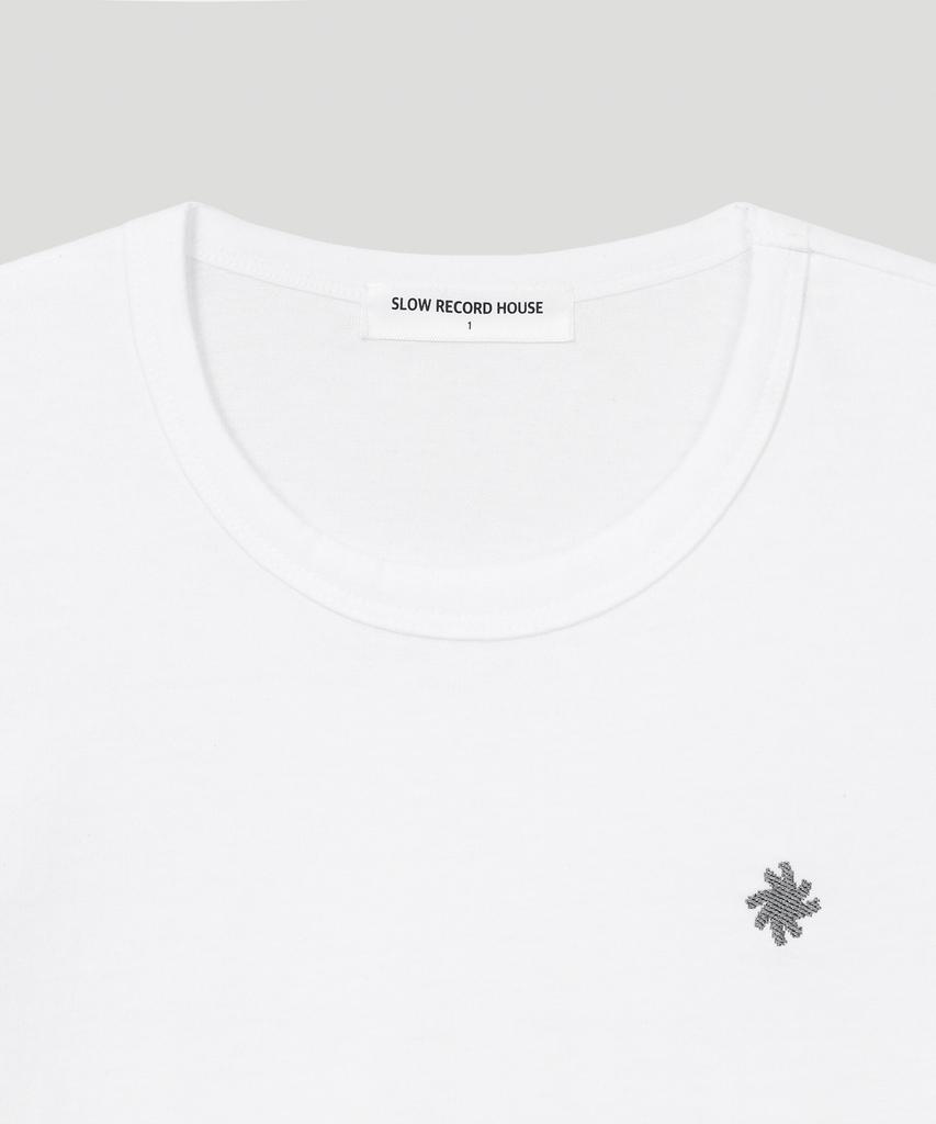 SLOW RECORD HOUSE Layered Check Roll-Up T-Shirt_White