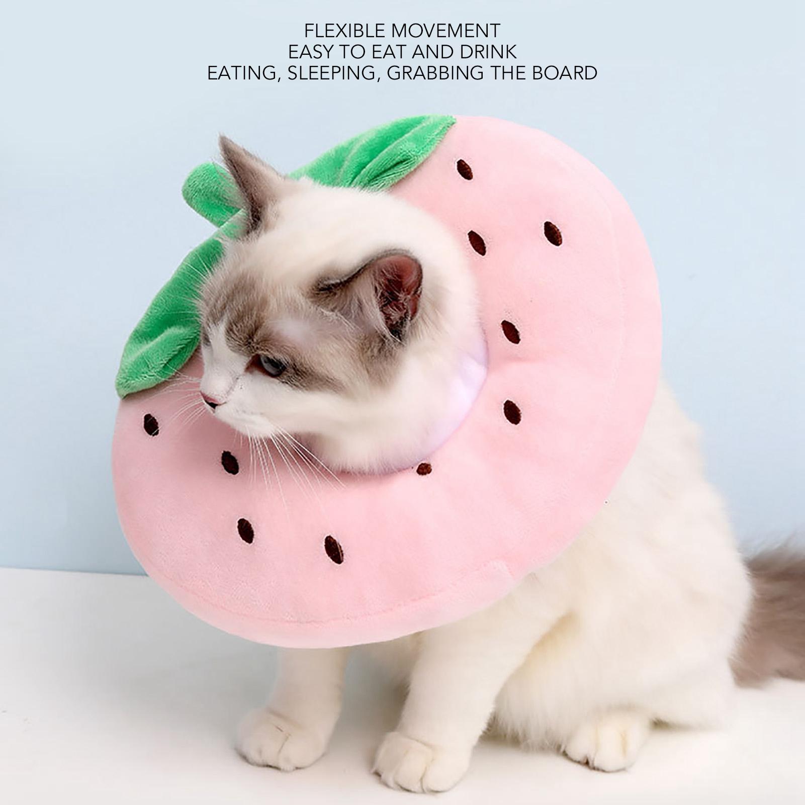 

Cat Cone Collar Cute Fruit Soft Adjustable Prevents Licking Surgery Recovery Elizabethan Collars for Cats Kittens Pets