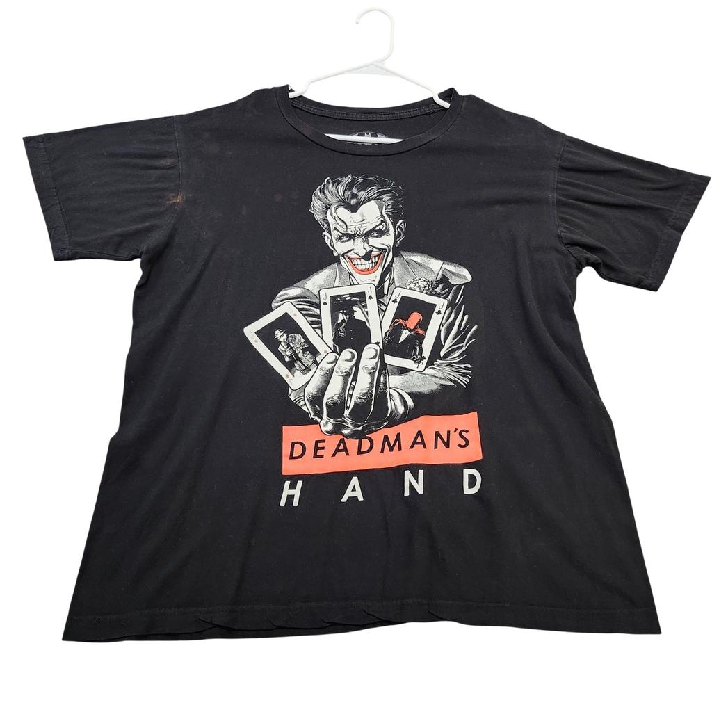 Batman Shirt Mens Large Black Joker Deadman's Hand Graphic Tee DC Comics Unisex T-Shirt
