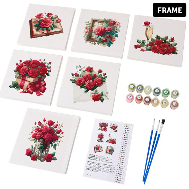 Innrammet Mal etter tall-sett for voksne 6-pakning 9-pakning Mal etter tall-sett for voksne nybegynnere