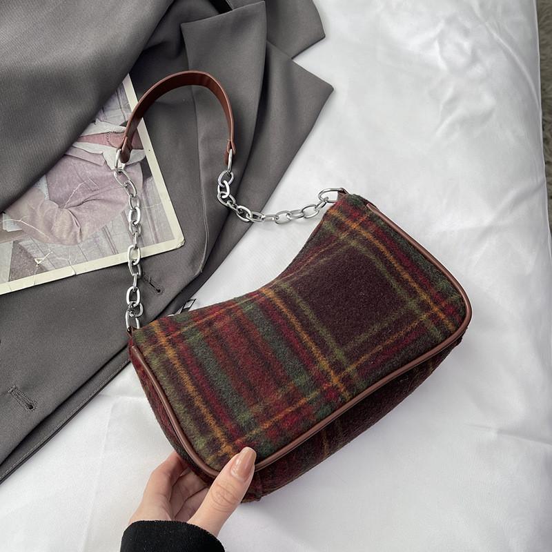 Fashionable Retro Shoulder Bag For Women Stylish Simple Casual Handbag In Brown And Green