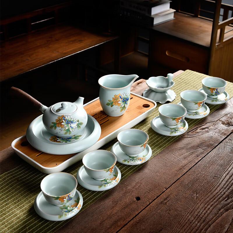 

Cha Xun Ru Kiln Ceramic Kung Fu Tea Set - Sky Blue, 17-Piece