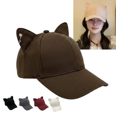 Koreanische Version 3D Katzenohren Baseballkappe Hartschalen-Visier Sonnenschutz Baseballmützen Verstellbare Schirmmütze Für Mann Frau