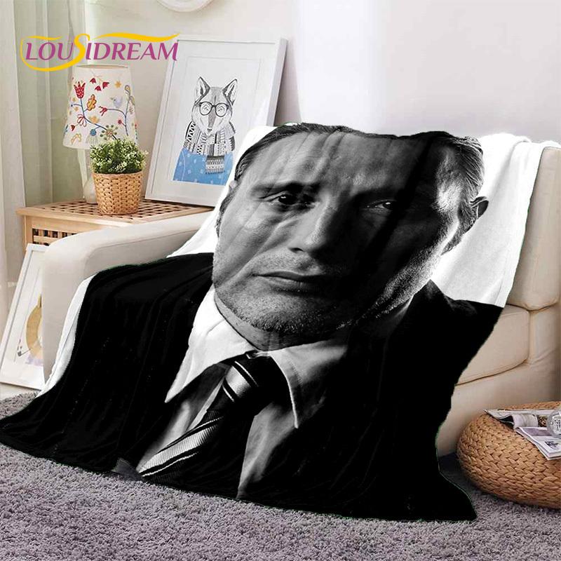 Mads Mikkelsen 3D Schauspieler StarSoft Decken, Warm halten Überwurfdecke Bequeme Decke für Picknick Betten Sofa Zuhause Schlafzimmer Geschenk Kind