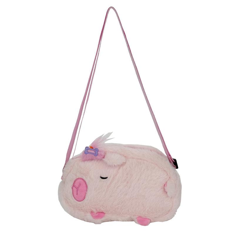 Creative Cute Hairpin Dolphin Small Oblique Span Bag Girl Heart Cute Plush Doll Bag Girl Portable Storage Bag
