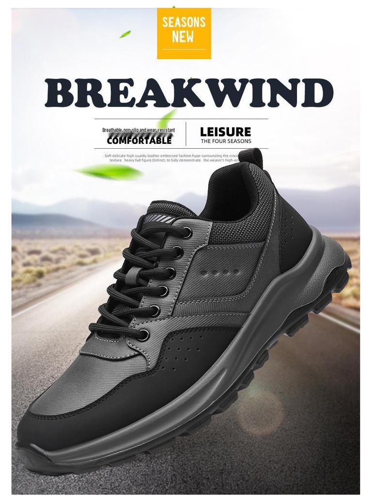Men's 2025 Outdoor Sports Casual Leather Shoes - Soft Sole Hiking and Dad Shoes.