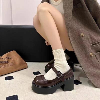 British Style with Skirt Ins Single Shoes Summer Retro Heightened Platform Super Beautiful Small Leather Shoes
