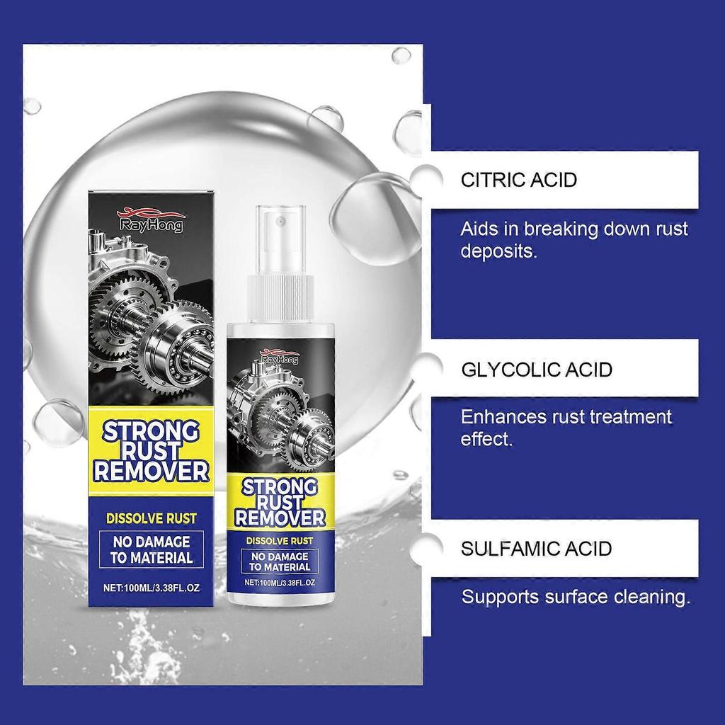 2PCS Multi-Use Rayhong Rust Remover Spray 100ml, Degreaser & Lubricant for Car & Home Maintenance Protection