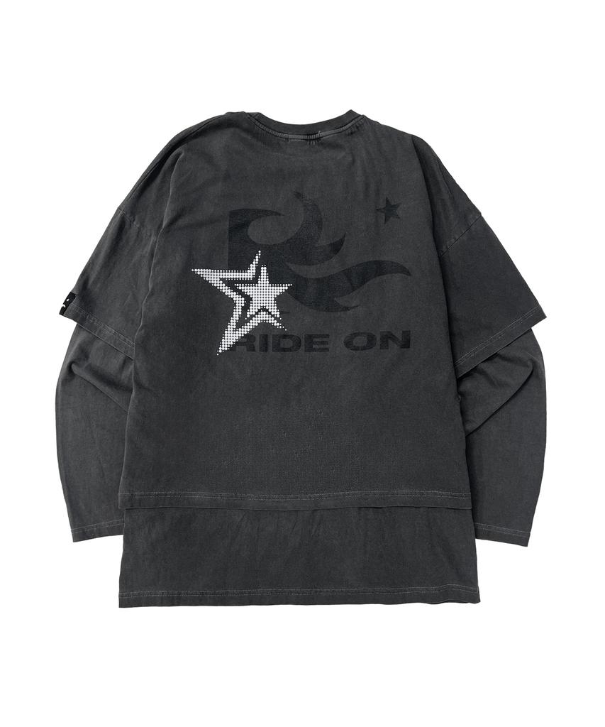 Sseleupe Flame Star Layered Long Sleeve Tee Pigment Charcoal