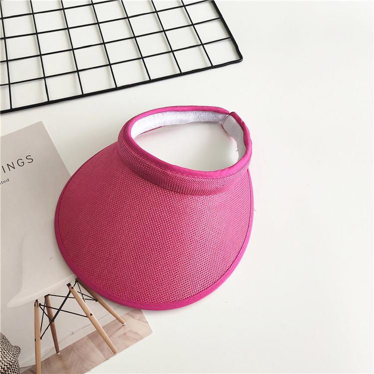 Women Summer Empty Top Visors Sun Hat Simple Solid Color Wide Brim Sunscreen Cap Female Outdoor Adjustable Travel Beach Hats