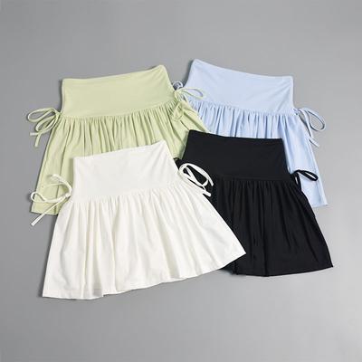 Sports Yoga Short Skirt Summer Fitness Pleated Skirt Pants Half Body Quick Drying Short Skirt Side Drawstring High Waisted Skirt Pants for Outerwear