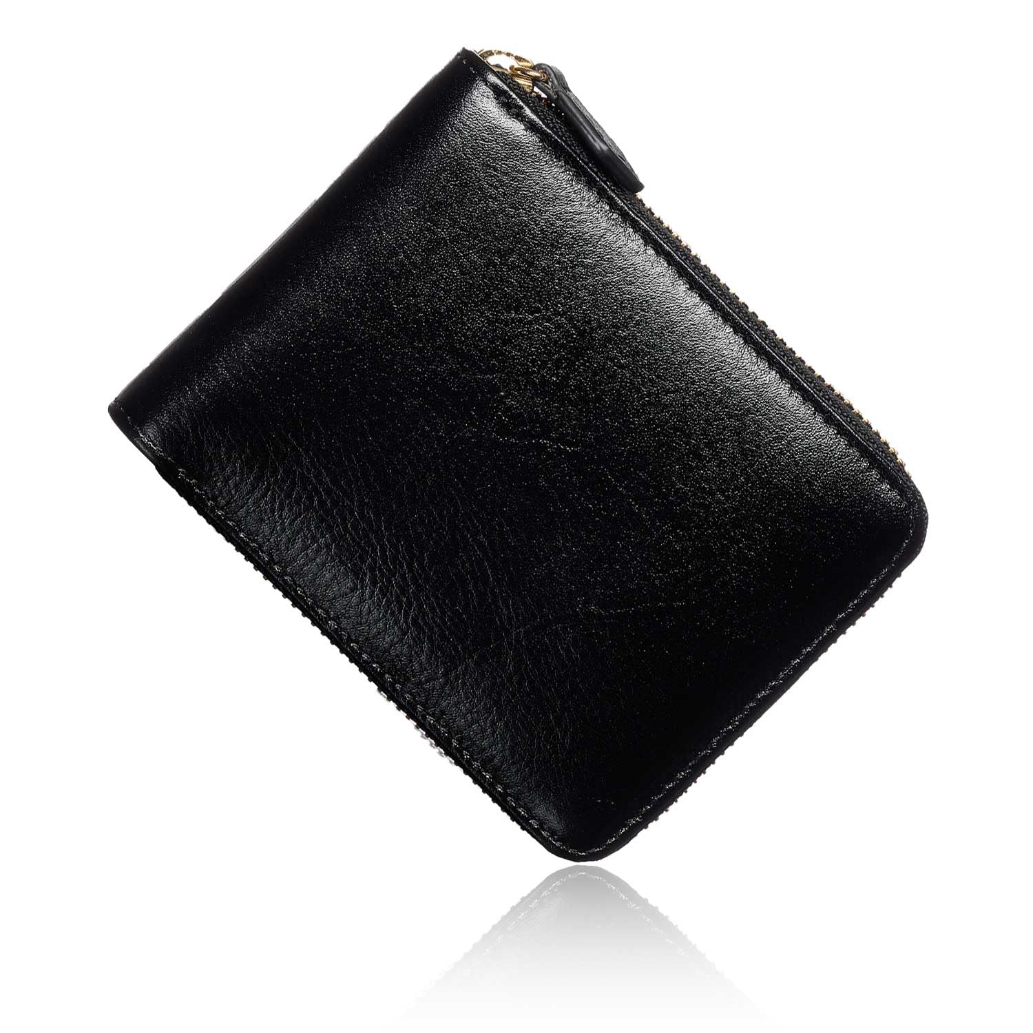 

VOICE Wallet Cowhide Bifold No Thick Round Zipper Easy to Use BOX Coin Purse Gift Boxed [VOICE] Men s Techniques (Black)