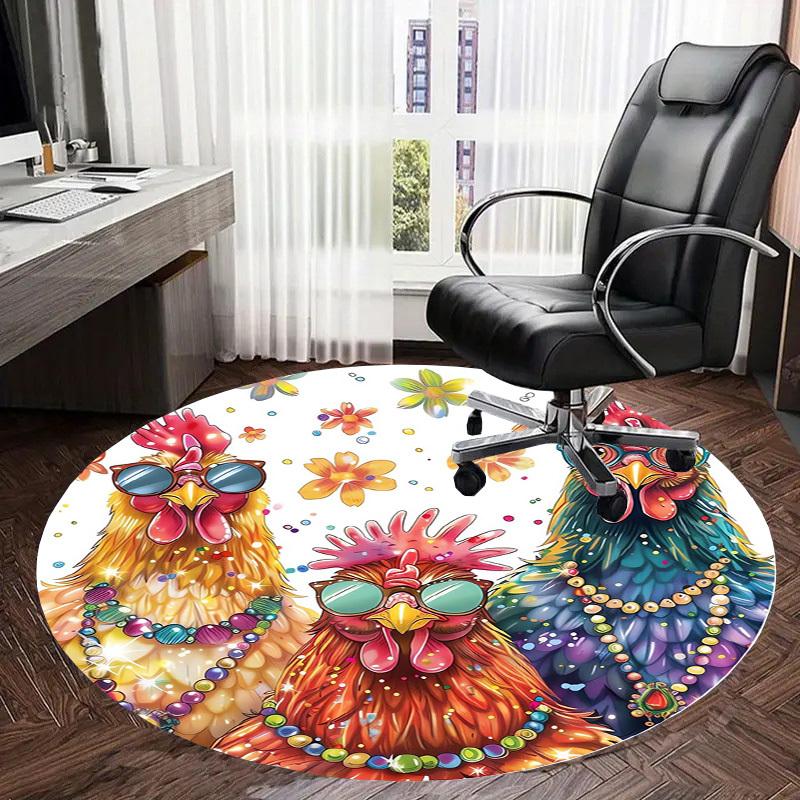 1pc Carpet Chair Mats Colorful Chickens with Sunglasses Perfect for Decorating Chairs, Polyester Carpet, for Living Room.YDT605