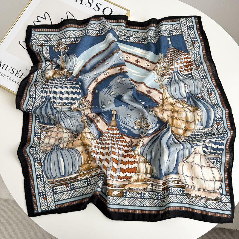 Dekorativer Seidenschal mit einfacher Textur für Damen im neuen Stil für Frühling und Herbst, Sommermode, vielseitiger Kopftuch, Arbeitsschal