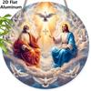 2D Flat Aluminium Sign with Christianity Theme - Navidad Figurine Ornaments with Dove Pattern - Ideal for Front Door, Wall, Porch, Fence Decor