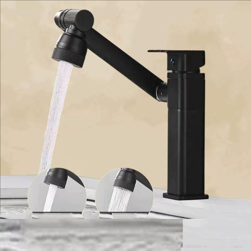 Multifunction Bathroom Faucet Square Sink Faucet Hot Cold Water Mixer Crane Deck Mounted 1080° Universal Water Taps
