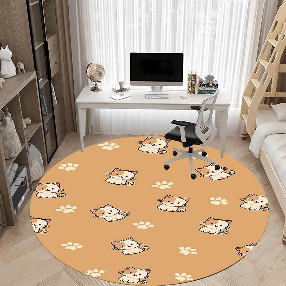 1pc Cats Paws Office Round Area Rug, Under Office Chairs Bedroom Living Room Home Decor, Room Deco