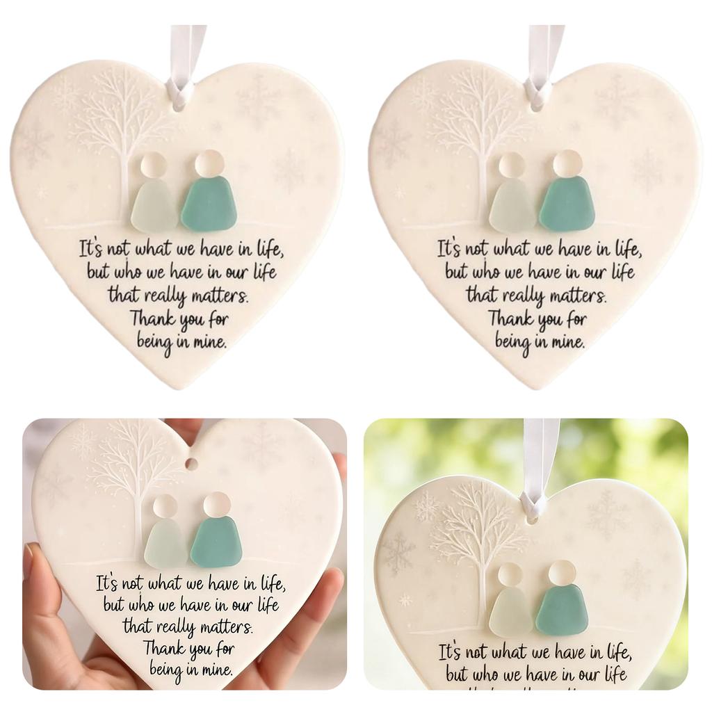 Heart-Shaped Sea Glass Friendship Decor Timeless Keepsake Heart Hanging Pendant for Girls Teens Women Adults True Friends