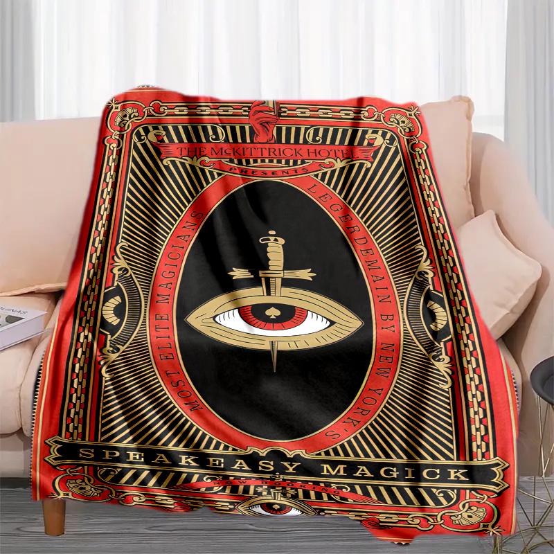 1PC All-Seeing Eye theme printed blanket, all season lightweight home office outdoor nap multifunctional blanket A9