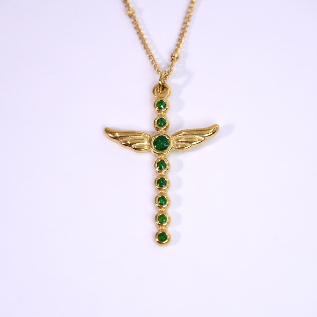 European and American High-end Cross Shape Design Necklace Set with White Diamonds Natural Pearls Hip-hop Niche Jewelry