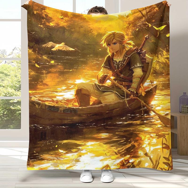 Retro Z-Zelda Cartoon Link Spiele Flanelldecke, Ultra Weiche Warme Plüschdecke für Zuhause Schlafzimmer Bett Sofa Abdeckung Camping Picknick Kind