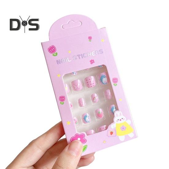 

24 шт. детские накладные ногти Kawaii детские накладные наклейки для дизайна ногтей набор креативный набор для ногтей «сделай сам» для украшения ногтей E