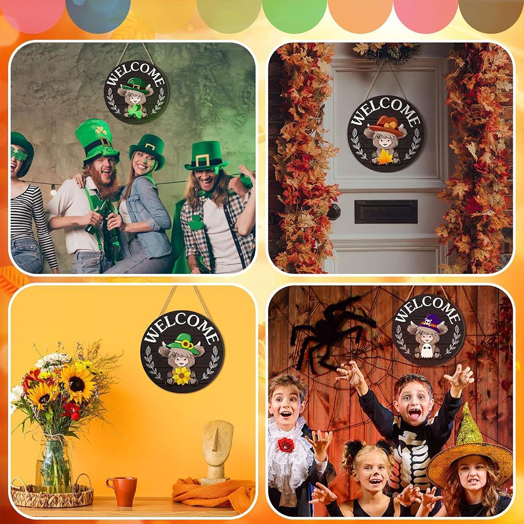 Halloween Gnome Welcome Sign Multi-Purpose Dwarf Wooden Sign Creative Wood Decoration Plate for Front Doors Porches Wall Decor