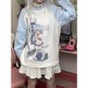 2KWEIRD Y2k Ästhetik Abnehmbarer Ärmel T-Shirt Damen Kawaii Katzenprint Grunge Oberteile Japanisches Harajuku T-Shirt Fairycore E-Girl Streetwear